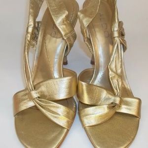 Aldo Wos Shoes EU36 US6 Gold Leather Heels Slingbacks Formal Open toe party 5637
